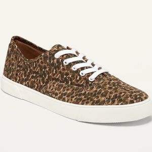 Cheetah Leopard Print Twill Sneakers